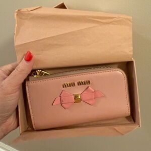 Miu Miu Pink Wallet with Gold Accents